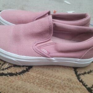 Red vans womens slip ons